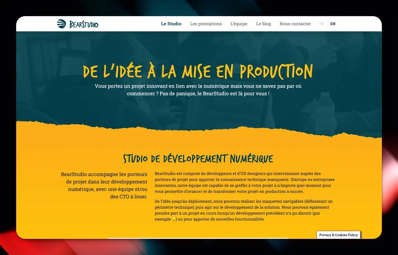 Deuxième version du site de
bearstudio.fr